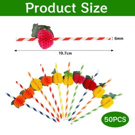 GVSS Cocktail Straws 7.7 Inch Cocktail Straws 3D Pineapple Straw Biodegradable Decoration for Summer Party Birthday Wedding Bar Beach Party Hawaiian Style 50pcs