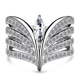 HAIXIAN Princess Crown Tiara Band Ring With Multi-Row 5A Cubic Zirconias,S925 Sterling Silver Wedding Engagement CZ Ring Jewelry for Women (Crown_A, 8)