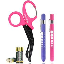 MEUUT 3 Pack Medical Scissors Penlights for Nurses-Two Medical Pen lights with Pupil Gauge, One 7.5" Trauma shears Bandage Scissors with Carabiner-Nurse Accessories for Nurse Doctor