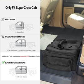 samdew Underseat Storage Bag Fit for SuperCrew Cab, Truck Under Seat Organizer with 1 Detachable Inner Divider & Anti-Slip Bottom for Full Size Trucks, Black