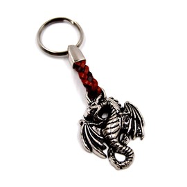 ClaroSchmuck Key Ring Metal Thickness 2 mm Faux Leather Cord Total Length Approx. 9 cm - 11 cm, dragon