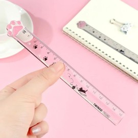 2pcs 15CM Pink Cats Claw Straight Rulers, Measuring Rulers Plastic Scale Rulers Cute Rulers, Plastic Measuring Tool Kawaii Portable Stationery Rulers School Supplies Stationery Transparent Ruler