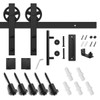 SMARTSTANDARD 6ft Heavy Duty Sliding Barn Door Hardware Kit, Black,