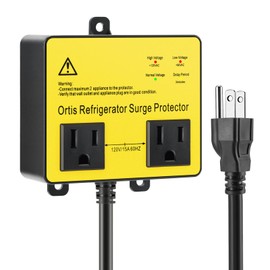 Refrigerator Surge Protector, Ortis Double Outlet Voltage Protector for Home Appliances with Time Delay, Protects Against Brownout, Spike, Instant Surge All Voltage Abnormalities, Yellow