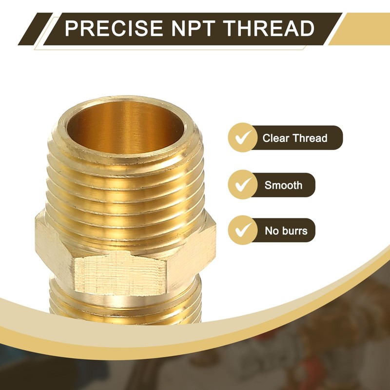 sourcing map 5Pcs Brass Pipe Fitting, 5/8" OD x 1/2"