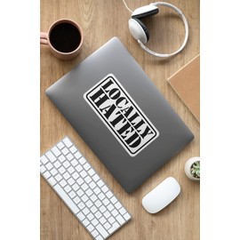 Locally Hated - Calcomanía de látex optimizada para auto y portátil, resistente a la intemperie, resistente a la intemperie, de larga duración (5.5 x 2.5, rojo con fondo blanco)