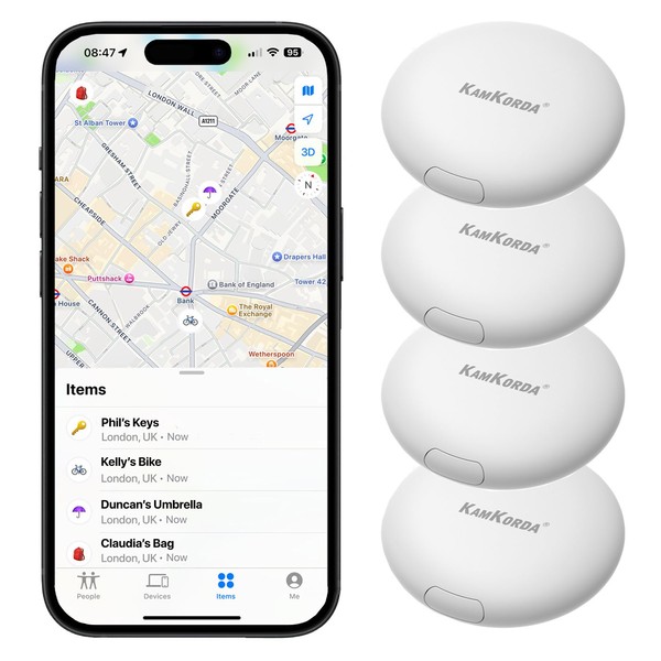 KamKorda Smart Tag Tracker 4 Pack, Bluetooth Key Finder, Air