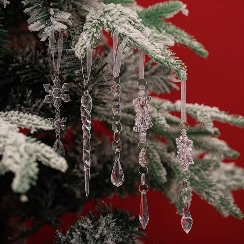 UEAVOID Pack of 5 Diamond Painting Christmas Tree Decorations Icicle