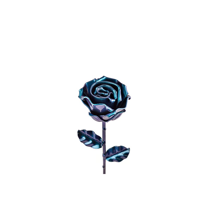 Forging Art Bcn® Hand Forged Eternal Wrought Iron Rose (Cyan)