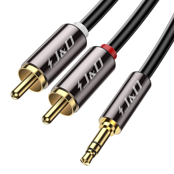 J&D RCA Audio Cable, 3.5mm Male to 2 RCA Phono