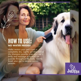 jatisse Jatisse Dry Shampoo for Dogs, Powder Shampoo with Lavender and Rosemary for Dogs 5.29 oz, Ideal for Smelly Dogs, Shaker Bottle, No Water, Talc Free, Odor Eliminator Waterless Formula 1 Pack (1)