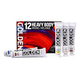 Heavy Body Acrylics by GOLDEN, Mixing Set, 12 Color, Professional Acrylic Paint