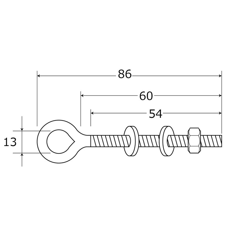 AII ST Long Eye Bolt, 0.2 x 2.4 inches (6
