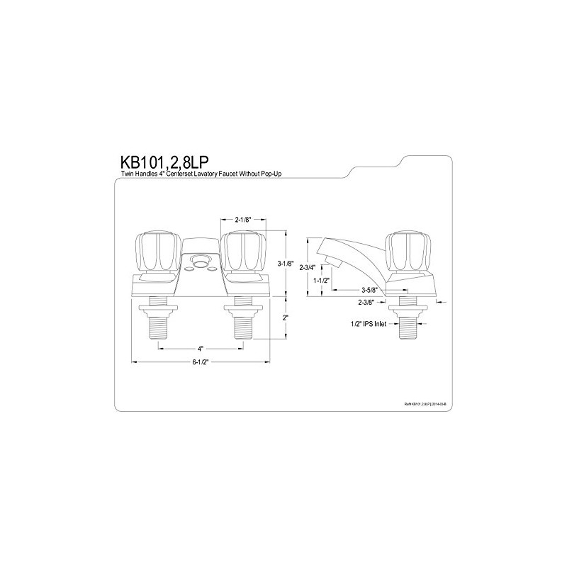 Kingston Brass KB102LP Twin Acrylic Handle Center Set Faucet without