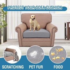 H.VERSAILTEX Water Resistant Woven Linen Look Couch Cushion Covers Individual Seat Couch Slipcover Set Chair Cushion Covers Suitable for Armchair Cushion Protector Slipcovers (1 Pack, Grey)