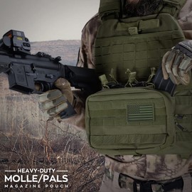 WYNEX Tactical Mag Admin Pouch, Molle Utility Tool Pouch EMT Organizer with Triple Stacker Magazine Holder for M4 M16 Canada Patch Included