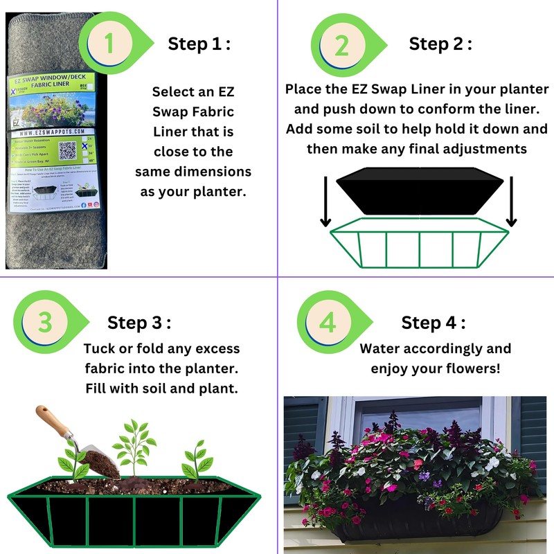 48 Inch Fabric Trough Coco Liner Replacement for Window Basket