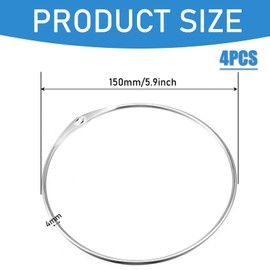 Key Ring Large Metal Ring Key Ring Goods Ring Key Ring Diameter Large Goods Rings with Quick Release Ring Metal Ring 150 mm for Hanging Keys Towels Pack of 4, silver