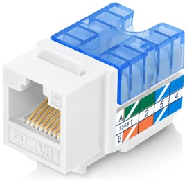 Everest Media Solutions 90° Angled CAT5e Keystone Jack in White - Slim Profile RJ45 Female Connector - Compatible with 90° Angled Speed Termination Tool - easyJACK (B094WB91H3) - 10-Pack