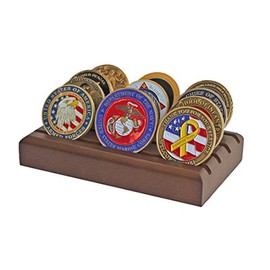 Collectible Military Challenge Coin Holder Stand Display (Walnut), Case CN06