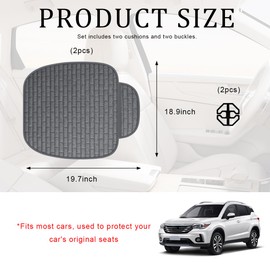 Sylvil 2 PCS Car Front Seat Protector Mats, 18.9" × 19.7" Memory Foam Non-Slip Auto Cushion Pad, Breathable & Comfortable Vehicle Seat Protector Cover, Universal Car Accessories (Gray)