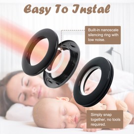 WCIC 32 PCS Curtain Grommets 40mm Roman Ring Inner Diameter (1-9/16") Nanoscale Low Noise Shower Curtain Rings for Curtain Rod Plastic Curtain Grommet Kit Black