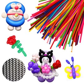 Modelling Long Balloons for Animals, 200 Balloons, 260Q Magic Latex Twisting Balloons in Assorted Colours, for Kids' Parties, Birthdays, Decor Projects