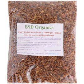 BSD Organics Purify dried Neem flower / Vepam poo / Indian Lilac for tea, garnishing and more ... - 100 gram, 0.22 Pounds