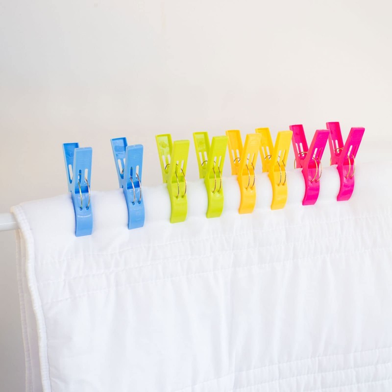 8 Pcs Colorful Beach Towel Clips, Large Plastic Laundry Clip