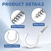 1-1/4" White Vinyl Coated Screw-in Hooks, Ceiling Hooks Wall Hooks