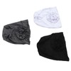 Women Turban Flower Cap Balck White and Gray Pure Color