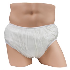 Bikini Cut Pull-On Style Adult Plastic Pants by LeakMaster - Soft, Quiet, Form Fitting Incontinence Waterproof Pants - Size: Small Fits 29-33 Inches - White