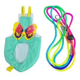 CELONROMF Escape-Proof Parrot Harness & Leash Set with Diaper - Adjustable Flight Suit with Bow & Safety Cord for Conures, African Grey, Parakeets, Doves (Yellow-L)