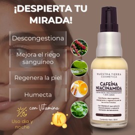 Crema Cafeína Niacinamida Nuestra Tierra Cosmetica Ancestral Anti Ojeras