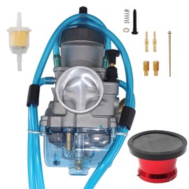 YJGZSVK PWK40 Carburetor For Honda CR500R TRX250R CR250 ATC250R Yamaha YFZ350 YZ250 Suzuki Quadzilla Quadracer 500 LT500R 1987-1990 Air Filter（Red）