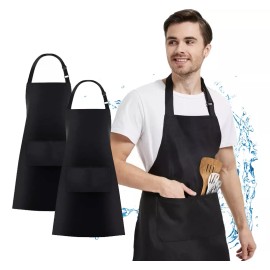 LOMETEB 2 Pack Mandil Delantal Para Chef Anti-agua Poliéster Algodón