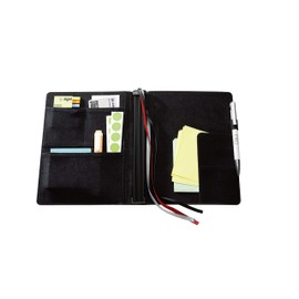 SIGEL CF131 Business Organiser, Approx. A5, Faux Leather, Black, Set of 3 Notebooks: Squared Notebook, To Do List, Meeting Notes - Conceptum Flex