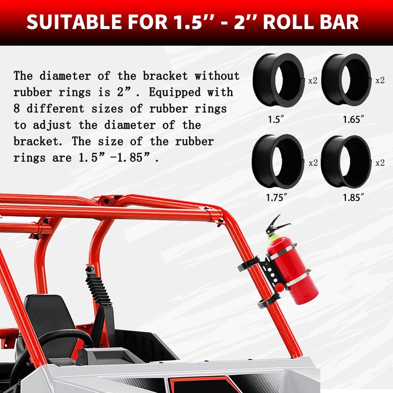 PLUSBEAM CNC Aluminum UTV Fire Extinguisher Mount Kit, Adjustable Roll