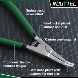 INJOYTEC Special Lock Ring Pliers Bent Jaw Pliers Tips Snap Ring Plier Spring Loaded Circlip Plier for Removing Installing Gearshift Automobile Transmission Clutch Shafts Tool