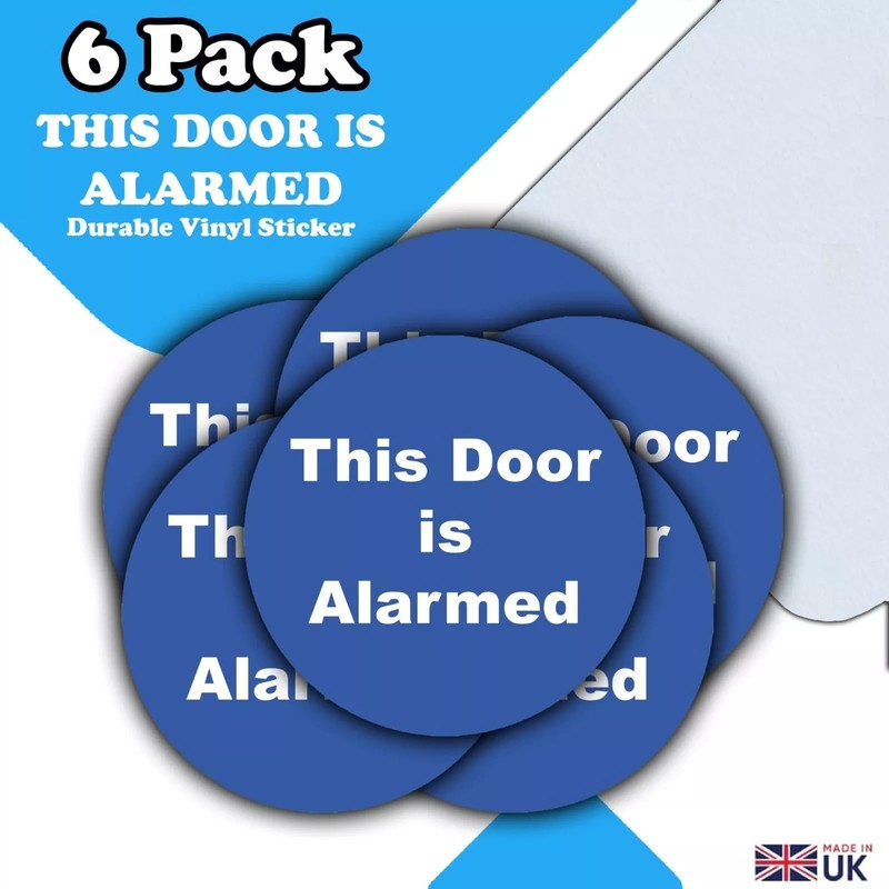 6-Pack - This Door Is Alarmed Vinyl Stickers - 85mm