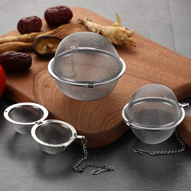 3pcs Stainless Steel fine mesh Seasoning Ball Kitchen Soup Spice
