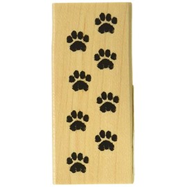 INKADINKADO Cat Paw Print Wood Stamp for Arts and Crafts, 1.25'' W x 2.75'' L
