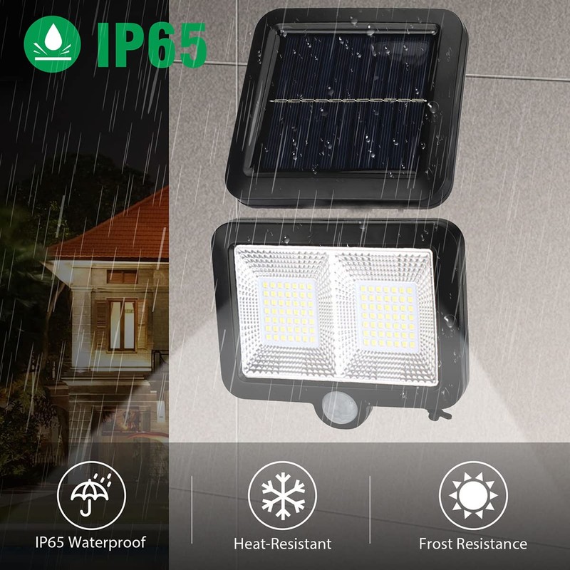 ISLSTCH Solar Flood Lights with 98 LEDs,Motion Detector,16.5ft Cable,IP65 Waterproof