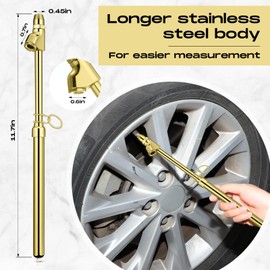 Tallew 10 Pack Tire Pressure Gauge Heavy Duty Air Pressure Tire Gauge Dual Head Semi Truck Tire Pressure Gauge Range 10-150 PSI, Extended Tube Tire Gauge Suitable for Semi Truck, and Bus (Gold)