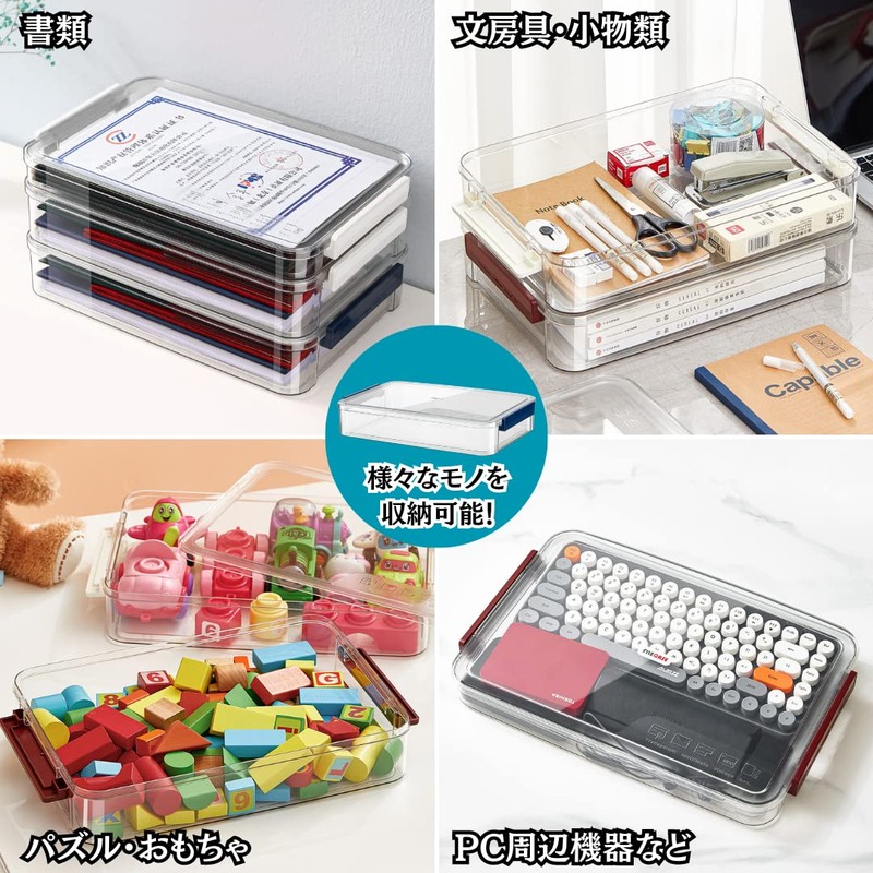 Charmoon Document Storage Case A4 with Lid, Clear, Waterproof, Durable,