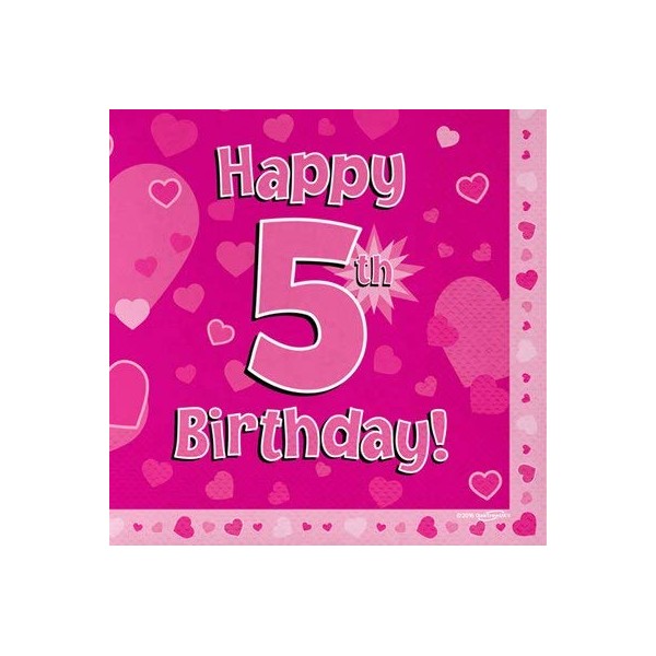 Oaktree Happy 5th Birthday Napkins 33cm x 33cm 3 Ply