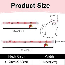 4PCS Breakaway Cat Collars with Bells Flower&Fruit Cute Kitten Collars Adjustable Buckle 8-12inch with Pendant for Girls and Boys Pet