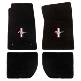 ACC New! 1965-1973 Ford Mustang Black Carpet Floor Mats Set of 4 Running Horse Logo - COUPE - 012521