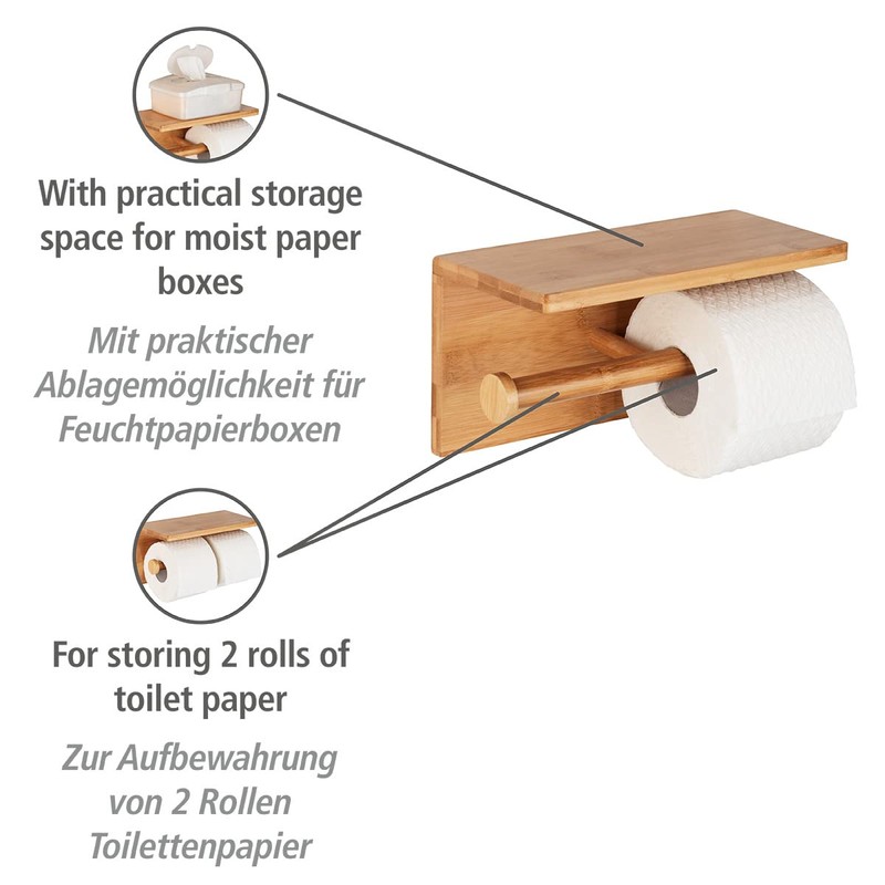 WENKO Duo Bambusa Toilet Roll Holder