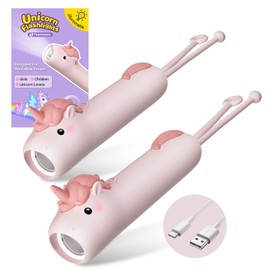 Kids Flashlight Rechargeable for Boys & Girls, Toddler Flashlights for Kids, Baby Toddler Unicorn Toys for Girls Age 3-12, Birthday Boys & Girls Gifts, Room Party Decorations, Camping, 2 Packs